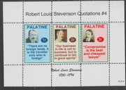 Palatine (Fantasy) Quotations by Robert Louis Stevenson #4 perf deluxe glossy sheetlet containing 3 values each with a famous quotation,unmounted mint