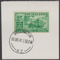 New Zealand 1936 Chamber of Commerce 1/2d green (SG593) on piece with full strike of Madame Joseph forged postmark type 287