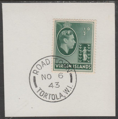 British Virgin islands 1938-47 KG6 Badge of Colony 1/2d green on piece with full strike of Madame Joseph forged postmark type 434