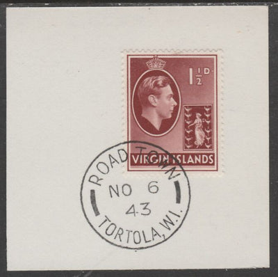 British Virgin islands 1938-47 KG6 Badge of Colony 1.5d red-brown on piece with full strike of Madame Joseph forged postmark type 434