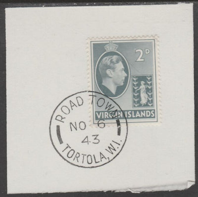 British Virgin islands 1938-47 KG6 Badge of Colony 2.d grey on piece with full strike of Madame Joseph forged postmark type 434