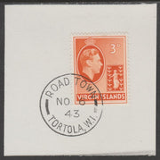 British Virgin islands 1938-47 KG6 Badge of Colony 3d orange on piece with full strike of Madame Joseph forged postmark type 434