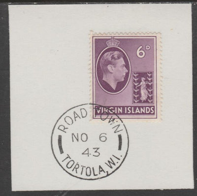 British Virgin islands 1938-47 KG6 Badge of Colony 6d mauve on piece with full strike of Madame Joseph forged postmark type 434