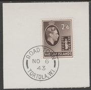 British Virgin islands 1938-47 KG6 Badge of Colony 2s6d sepia on piece with full strike of Madame Joseph forged postmark type 434