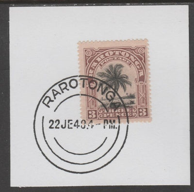 Cook Islands 1920 Rarotonga 3d Palm Tree on piece cancelled with full strike of Madame Joseph forged postmark type 127