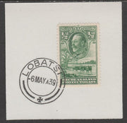 Bechuanaland 1932 KG5 Cattle 1/2d on piece cancelled with full strike of Madame Joseph forged postmark type 57