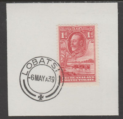 Bechuanaland 1932 KG5 Cattle 1d on piece cancelled with full strike of Madame Joseph forged postmark type 57