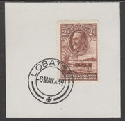 Bechuanaland 1932 KG5 Cattle 2d on piece cancelled with full strike of Madame Joseph forged postmark type 57