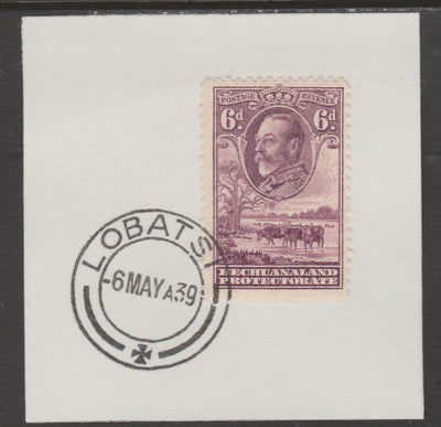 Bechuanaland 1932 KG5 Cattle 6d on piece cancelled with full strike of Madame Joseph forged postmark type 57