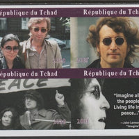 Chad 2020 John Lennon & Yoko imperf sheetlet containing 4 values unmounted mint. Note this item is privately produced and is offered purely on its thematic appeal