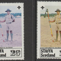 Staffa 1979 Scouts of the World - 25p El Salvador perf single showing a superb shade apparently due to a dry print of the yellow complete with normal both unmounted mint