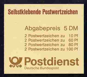 Germany - West 1991 Tourist Sights 5m self adhesive booklet complete and pristine, SG SB77