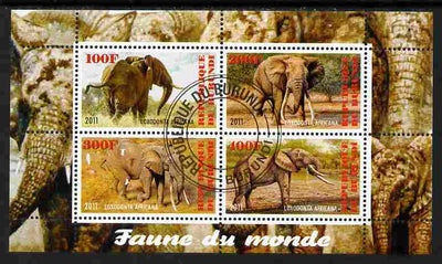 Burundi 2011 Fauna of the World - Elephants perf sheetlet containing 4 values fine cto used