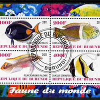 Burundi 2011 Fauna of the World - Fish #3 perf sheetlet containing 4 values fine cto used