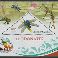 Madagascar 2019 Darwin 160th Anniversary of Publication of The Origin of Species - Dragon Flies #4 perf deluxe sheet containing one triangular value unmounted mint