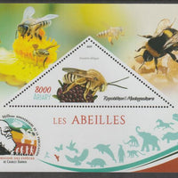 Madagascar 2019 Darwin 160th Anniversary of Publication of The Origin of Species - Bees #4 perf deluxe sheet containing one triangular value unmounted mint