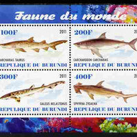 Burundi 2011 Fauna of the World - Sharks #2 perf sheetlet containing 4 values unmounted mint