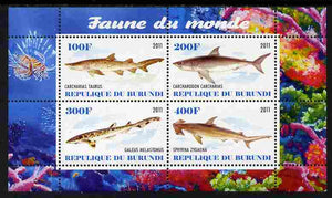 Burundi 2011 Fauna of the World - Sharks #2 perf sheetlet containing 4 values unmounted mint