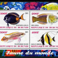 Burundi 2011 Fauna of the World - Fish #3 perf sheetlet containing 4 values unmounted mint