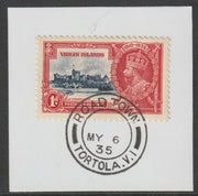 British Virgin Islands 1935 KG5 Silver Jubilee 1d on piece with full strike of Madame Joseph forged postmark type 430