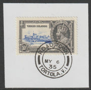 British Virgin Islands 1935 KG5 Silver Jubilee 1.5d on piece with full strike of Madame Joseph forged postmark type 430