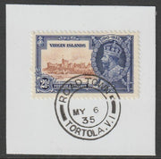 British Virgin Islands 1935 KG5 Silver Jubilee 2.5d on piece with full strike of Madame Joseph forged postmark type 430