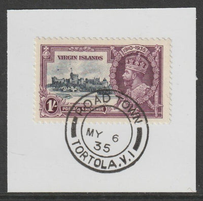 British Virgin Islands 1935 KG5 Silver Jubilee 1s on piece with full strike of Madame Joseph forged postmark type 430