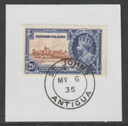 Leeward Islands 1935 KG5 Silver Jubilee 2.5d on piece with full strike of Madame Joseph forged postmark type 16 (Antigua dated 6 May 1935)