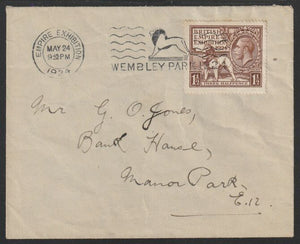 Great Britain,1924 KG5 Wembley Exhibition 1.5d brown on neat commercial cover with 24 May Exhibitiob cancel, SG431