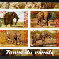 Burundi 2011 Fauna of the World - Elephants imperf sheetlet containing 4 values unmounted mint