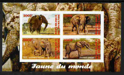 Burundi 2011 Fauna of the World - Elephants imperf sheetlet containing 4 values unmounted mint