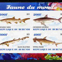 Burundi 2011 Fauna of the World - Sharks #2 imperf sheetlet containing 4 values unmounted mint