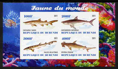 Burundi 2011 Fauna of the World - Sharks #2 imperf sheetlet containing 4 values unmounted mint