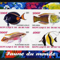 Burundi 2011 Fauna of the World - Fish #3 imperf sheetlet containing 4 values unmounted mint