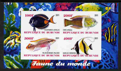 Burundi 2011 Fauna of the World - Fish #3 imperf sheetlet containing 4 values unmounted mint