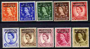 Morocco Agencies - British Currency 1952-55 QEII def set complete 10 values mounted mint SG 101-10