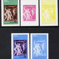 Staffa 1974 Paintings of Nudes,15p (Bronzino) set of 5 imperf progressive colour proofs comprising 3 individual colours (red, blue & yellow) plus 3 and all 4-colour composites unmounted mint