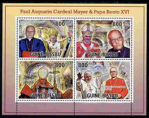 Guinea - Bissau 2010 Cardinal Paul Mayer & Pope Benedict perf sheetlet containing 4 values unmounted mint, Michel 5200-5203