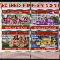 Togo 2010 Old Fire Engines perf sheetlet containing 4 values unmounted mint, Yvert 2336-39