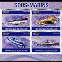 Togo 2010 Submarines perf sheetlet containing 4 values unmounted mint, Yvert 2352-55