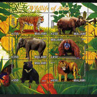 Malawi 2011 Wildlife of Asia #1 perf sheetlet containing 6 values unmounted mint