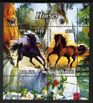 Malawi 2011 Horses perf sheetlet containing 2 values unmounted mint