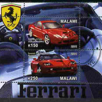 Malawi 2011 Ferrari #1 perf sheetlet containing 2 values cto used