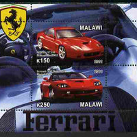 Malawi 2011 Ferrari #1 perf sheetlet containing 2 values unmounted mint