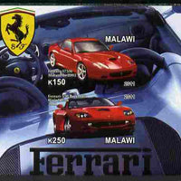 Malawi 2011 Ferrari #1 imperf sheetlet containing 2 values unmounted mint