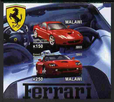 Malawi 2011 Ferrari #1 imperf sheetlet containing 2 values unmounted mint