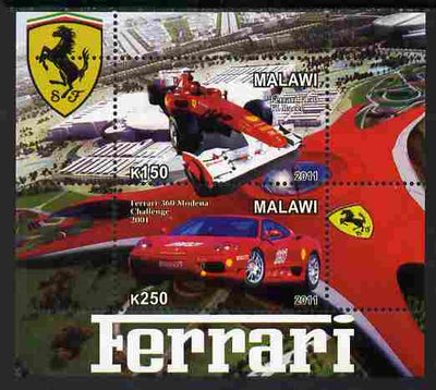 Malawi 2011 Ferrari #2 perf sheetlet containing 2 values unmounted mint