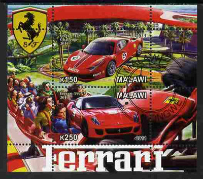 Malawi 2011 Ferrari #3 perf sheetlet containing 2 values cto used