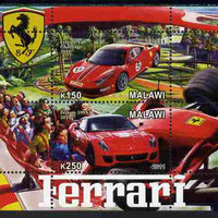 Malawi 2011 Ferrari #3 perf sheetlet containing 2 values unmounted mint