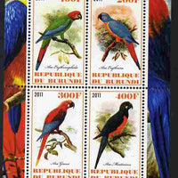 Burundi 2011 Parrots perf sheetlet containing 4 values unmounted mint